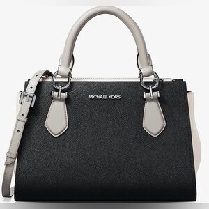 Michael Kors Marilyn Small Color-Block Saffiano Leather Messenger Bag Black NWT!